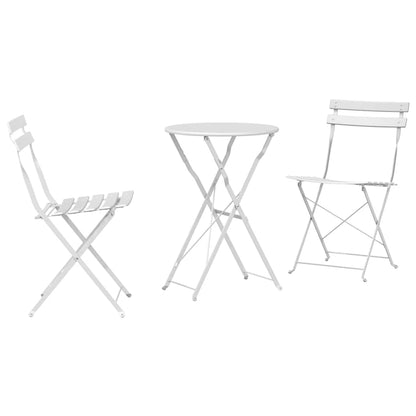 Set Bistro Pieghevole 3 pcs Bianco Acciaio - homemem39