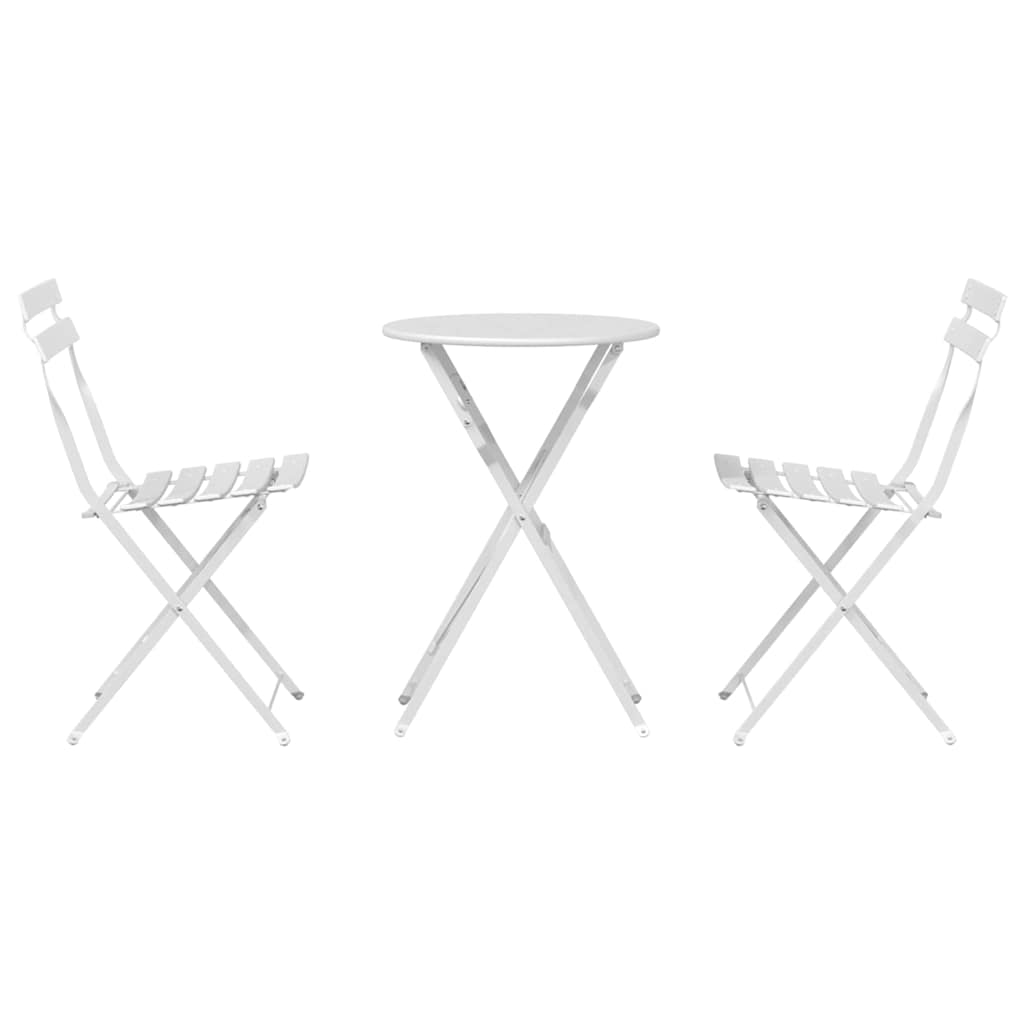 Set Bistro Pieghevole 3 pcs Bianco Acciaio - homemem39