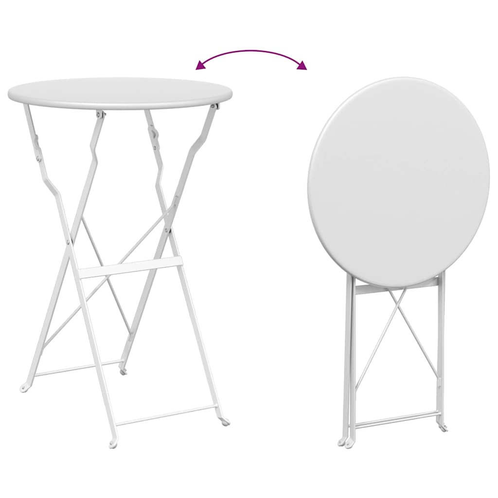 Set Bistro Pieghevole 3 pcs Bianco Acciaio | homemem39