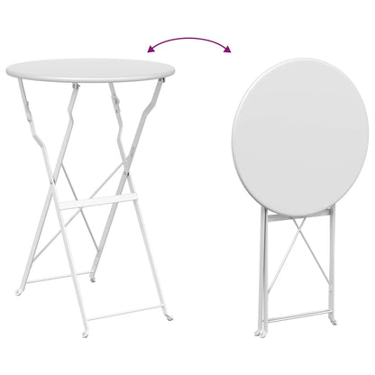 Set Bistro Pieghevole 3 pcs Bianco Acciaio | homemem39