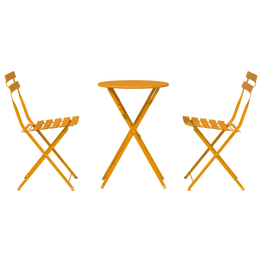 Set Bistro Pieghevole 3 pcs Senape Acciaio - homemem39