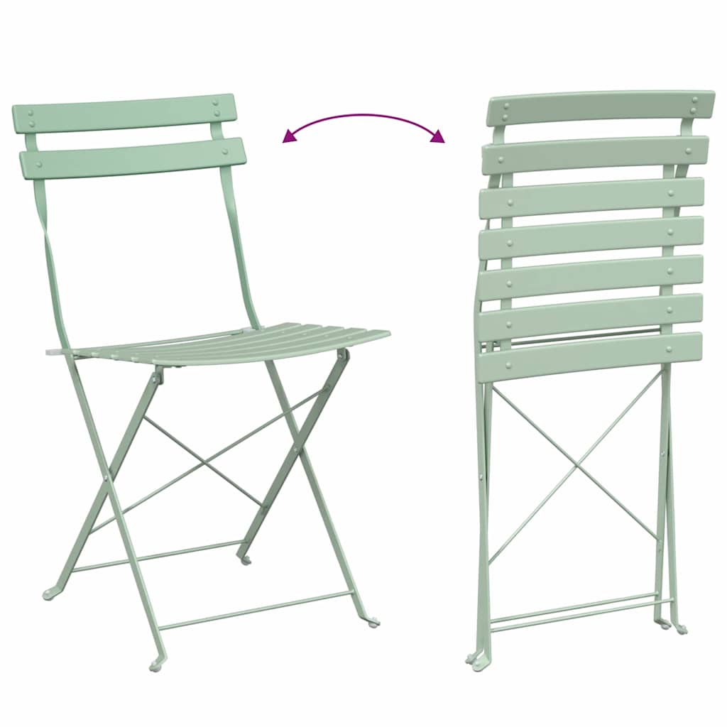 Set Bistro Pieghevole 3 pcs Menta Chiara Acciaio - homemem39