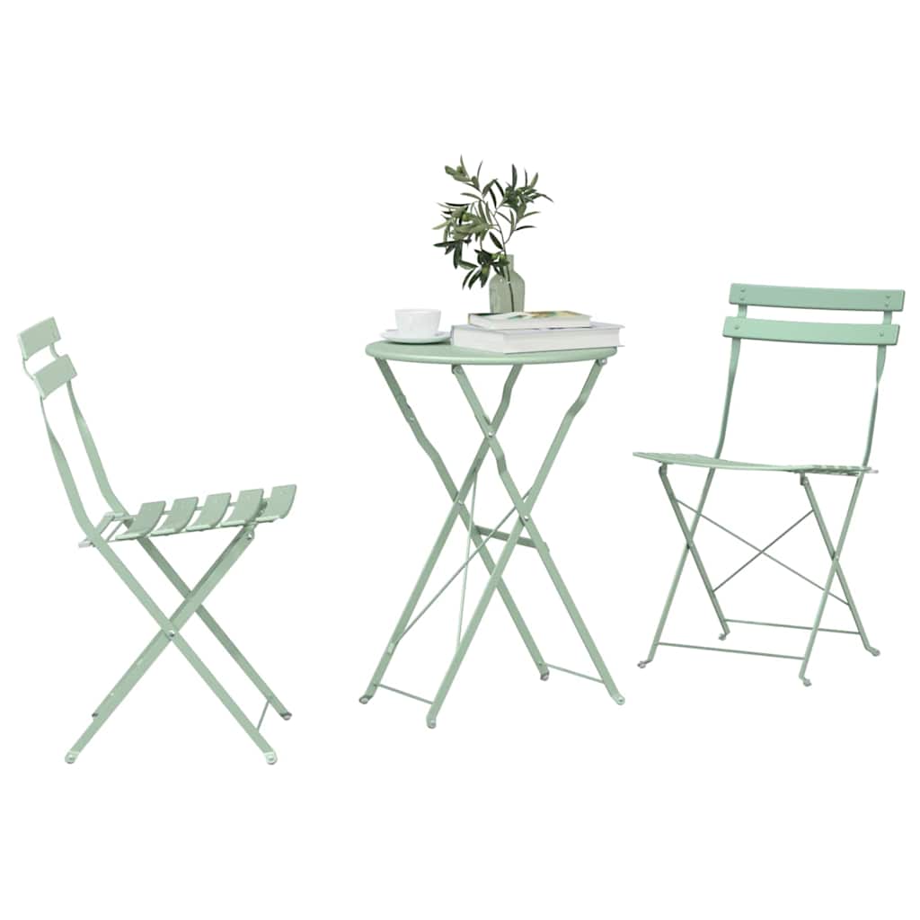 Set Bistro Pieghevole 3 pcs Menta Chiara Acciaio - homemem39