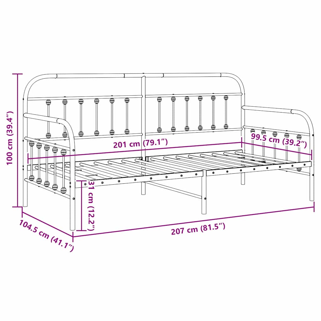 Struttura per letto di giorno Bianco 100 x 200 cm | homemem39