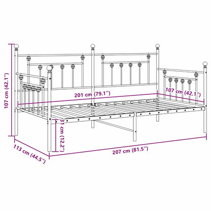 Struttura per letto di giorno Nero 107 x 203 cm Acciaio | homemem39