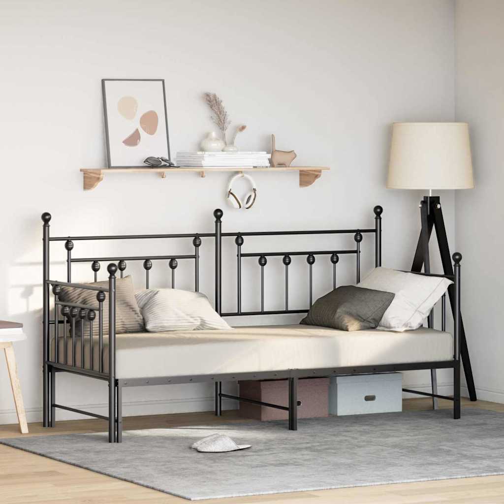 Struttura per letto di giorno Nero 75 x 190 cm Acciaio | homemem39