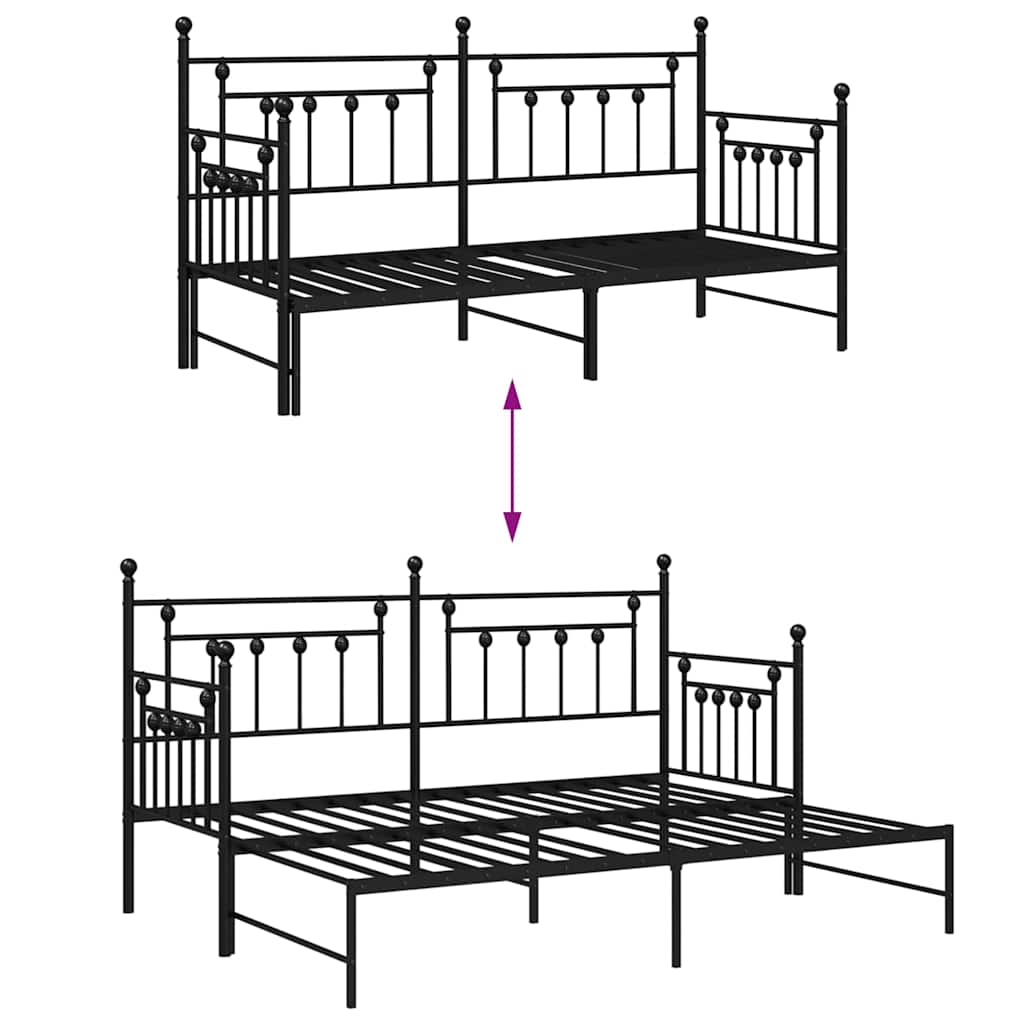 Struttura per letto di giorno Nero 75 x 190 cm Acciaio | homemem39
