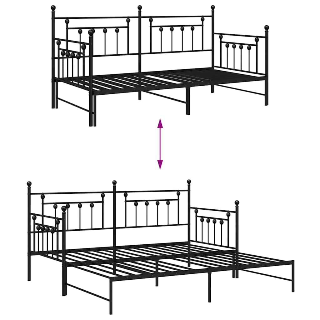 Struttura per letto di giorno Nero 107 x 203 cm Acciaio | homemem39