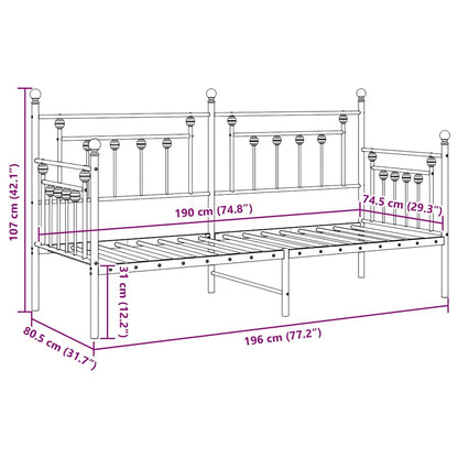 Struttura per letto di giorno Bianco 75 x 190 cm Acciaio | homemem39