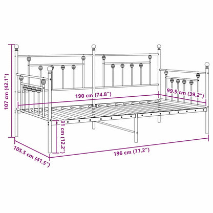 Struttura per letto di giorno Bianco 100 x 190 cm Acciaio | homemem39