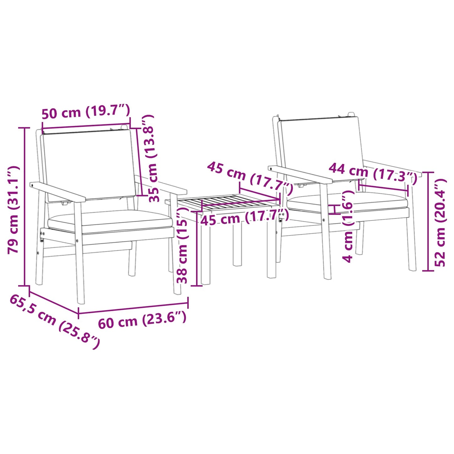 Set Divano da Giardino 3 pcs Bianco Crema | homemem39