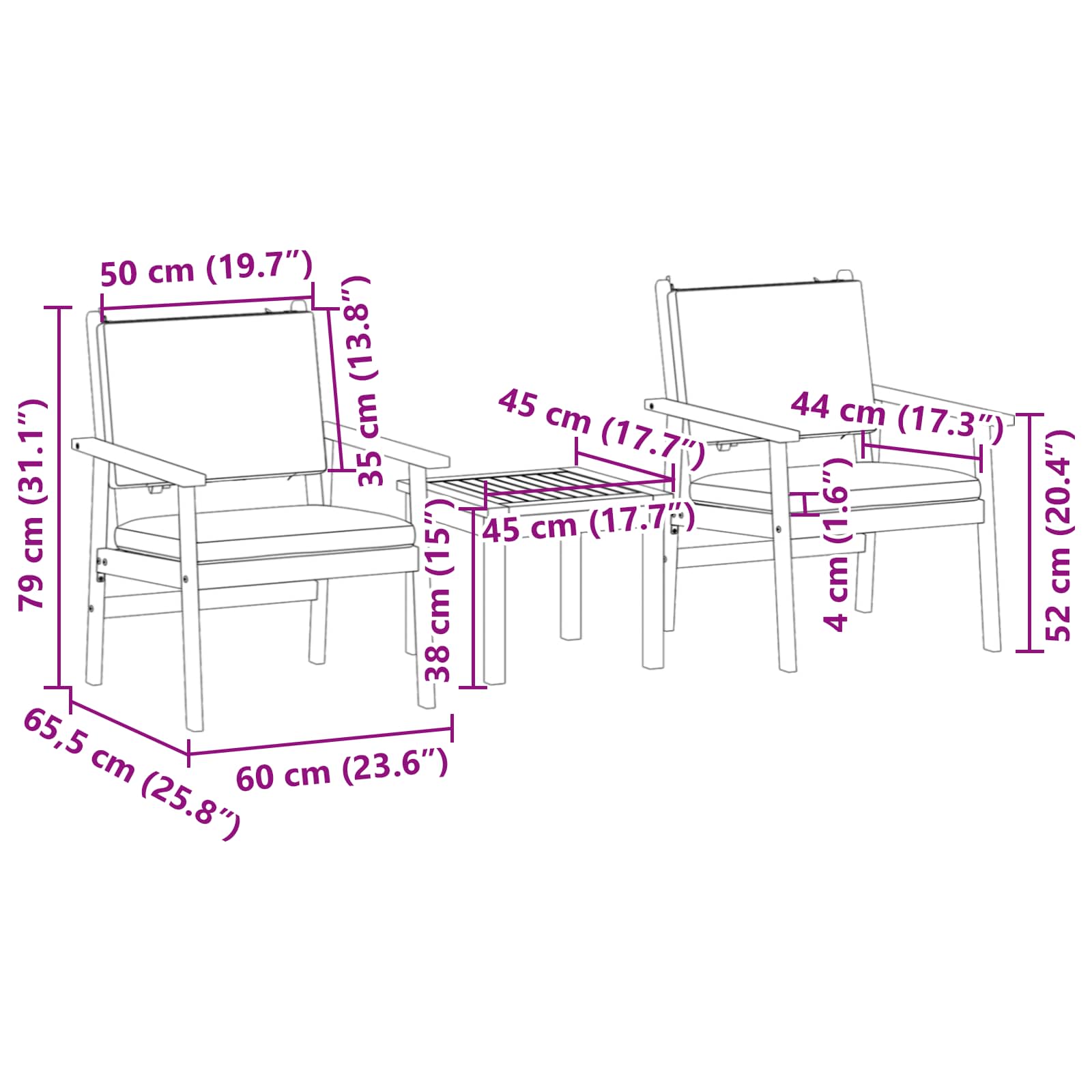 Set Divano da Giardino 3 pcs Bianco Crema | homemem39
