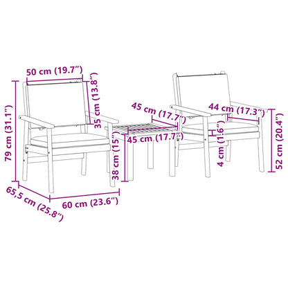 Set Divano da Giardino 3 pz 2-Numero di posti Bianco Crema