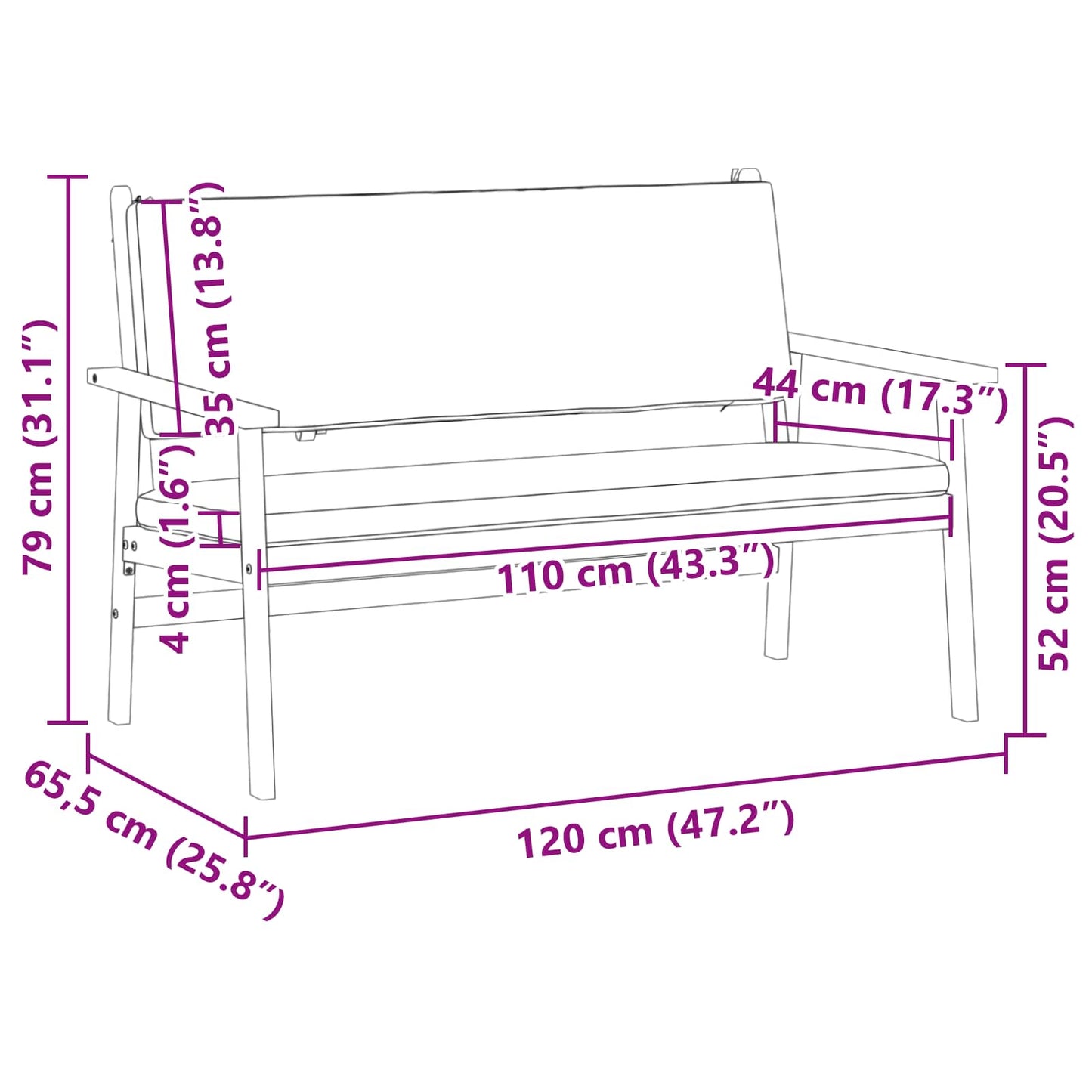 Panchina da giardino Marrone Legno massello di acacia