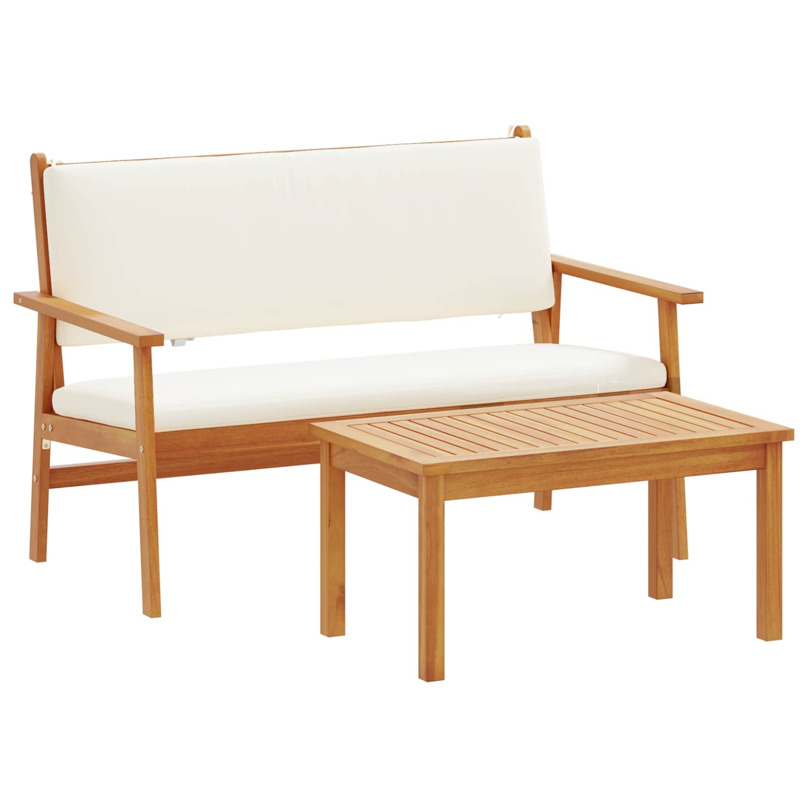 Set Divano da Giardino con cuscino 2 pcs Bianco Crema | homemem39