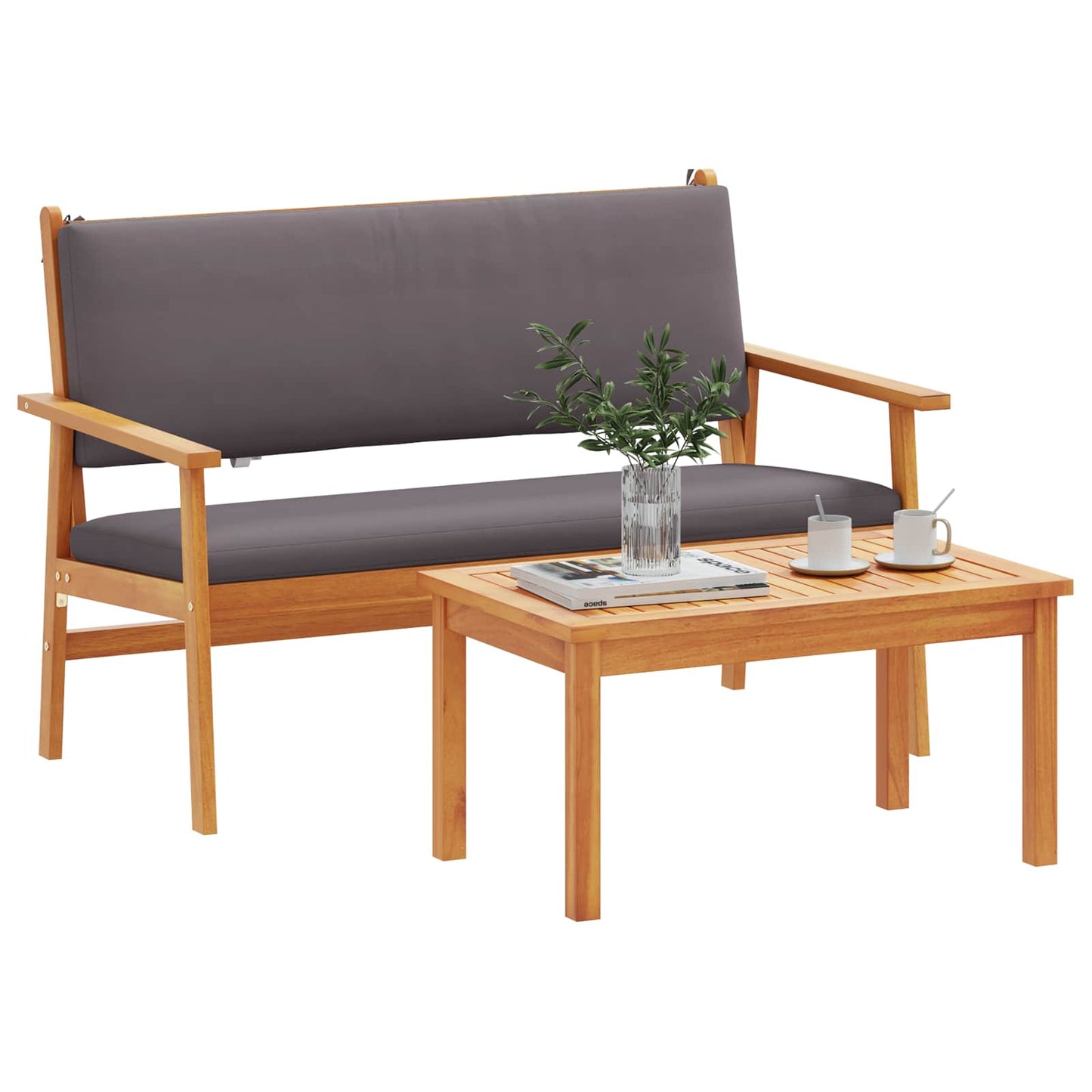 Set Divano da Giardino 2 pcs Antracite Legno di Acacia Massello