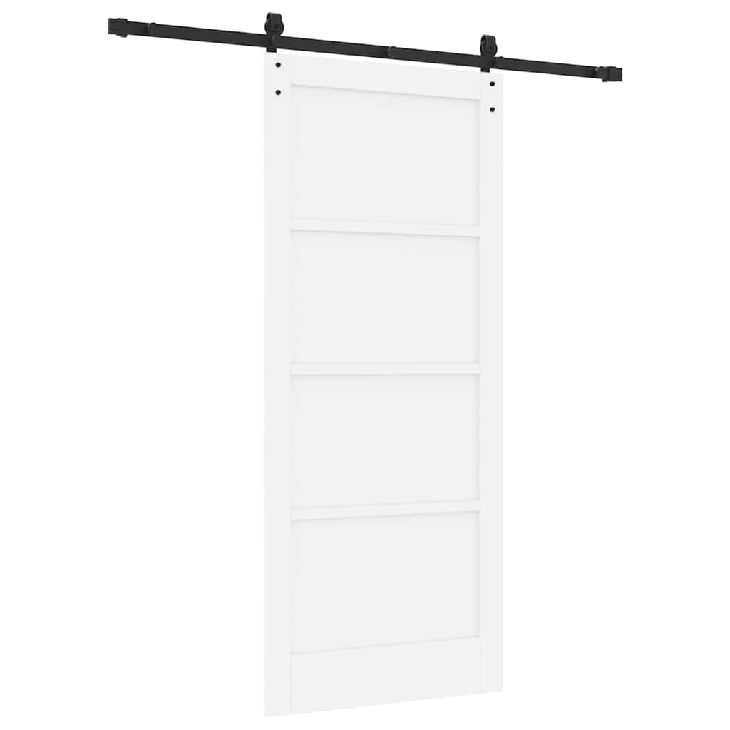 Porta scorrevole Bianco e Nero 86 x 198,5 cm Pino massello