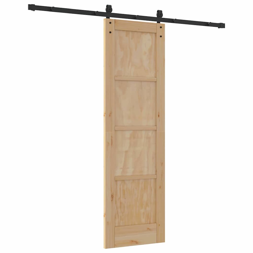 Porta scorrevole Naturale e Nero 61 x 198,5 cm Pino massello