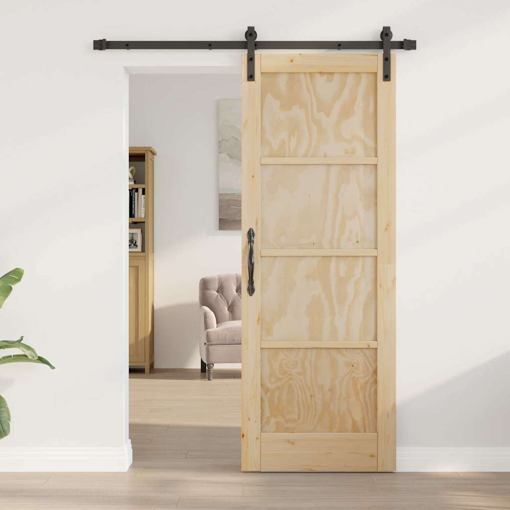 Porta scorrevole Naturale e nero 73.5 x 198.5 cm