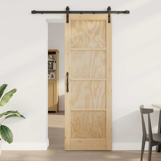 Porta scorrevole Naturale e nero 73.5 x 211 cm