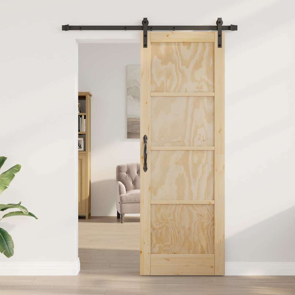 Porta scorrevole Naturale e nero 73.5 x 211 cm