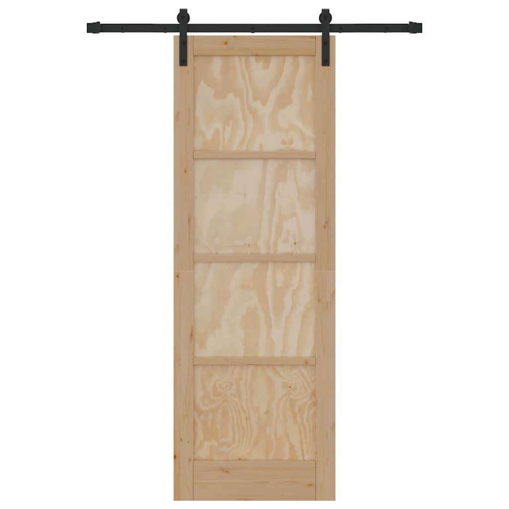 Porta scorrevole Naturale e nero 73.5 x 211 cm