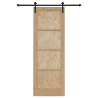 Porta scorrevole Naturale e nero 73.5 x 211 cm