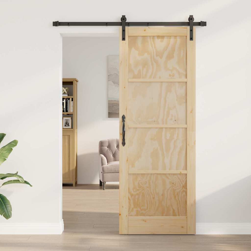 Porta scorrevole Naturale e nero 78 x 211 cm