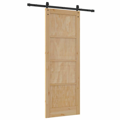 Porta scorrevole Naturale e nero 78 x 211 cm