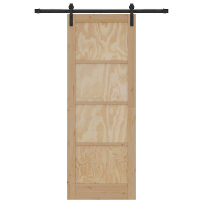 Porta scorrevole Naturale e nero 78 x 211 cm