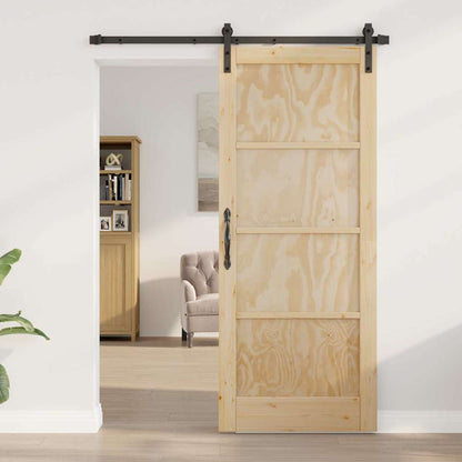 Porta scorrevole Naturale e nero 83 x 202 cm