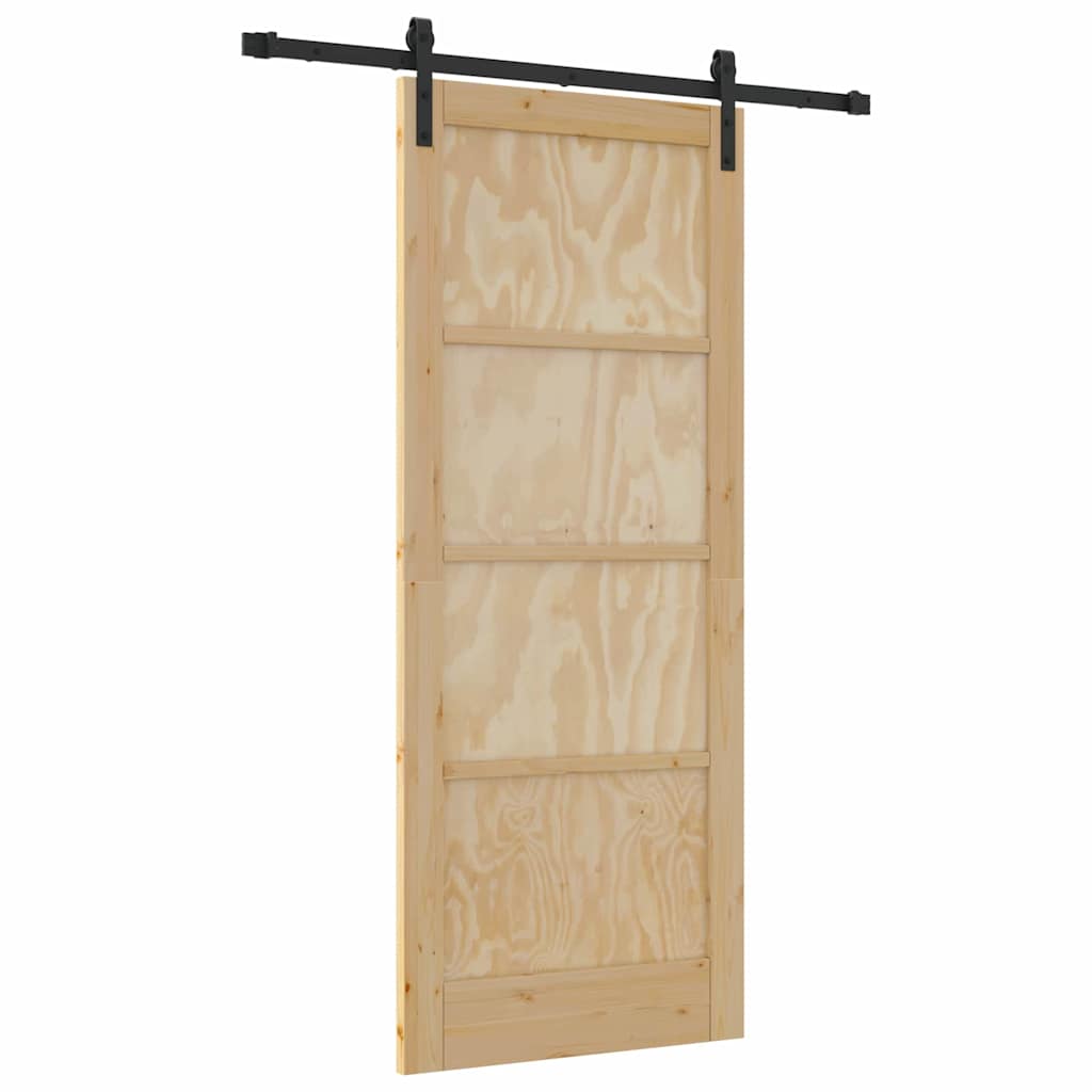 Porta scorrevole Naturale e nero 83 x 202 cm
