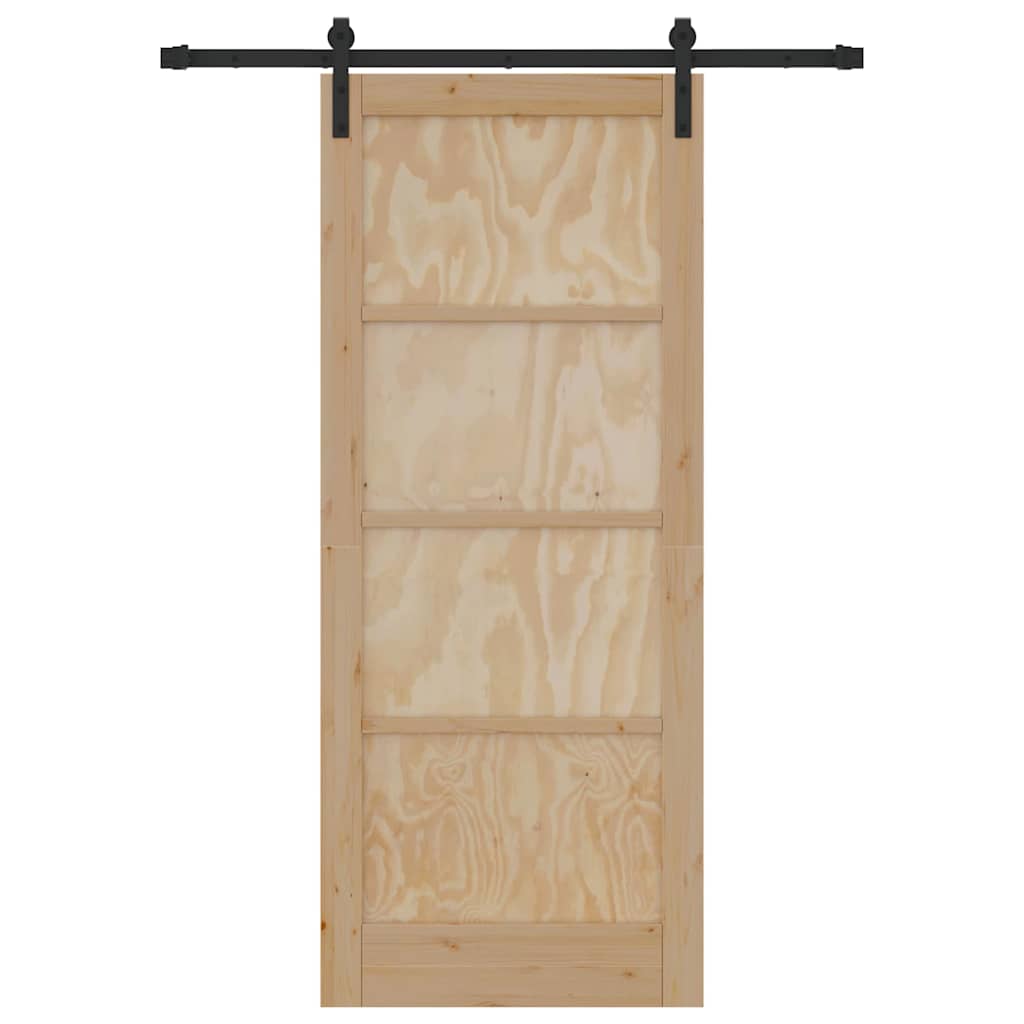 Porta scorrevole Naturale e nero 83 x 202 cm