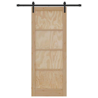 Porta scorrevole Naturale e nero 83 x 211 cm