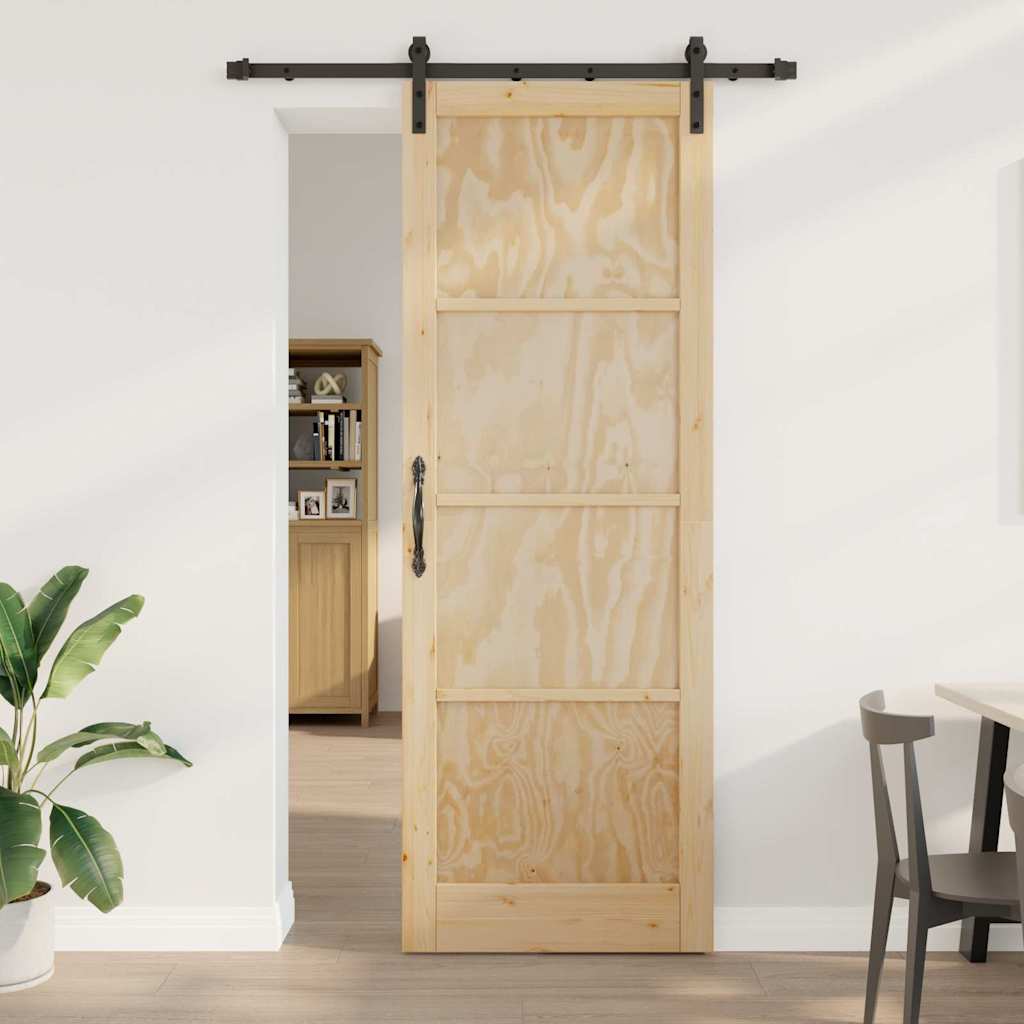 Porta scorrevole Naturale e nero 83 x 232 cm