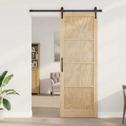 Porta scorrevole Naturale e nero 83 x 232 cm