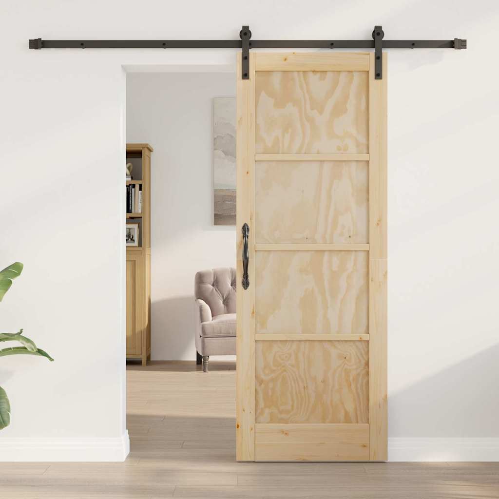 Porta scorrevole Naturale e nero 73.5 x 198.5 cm