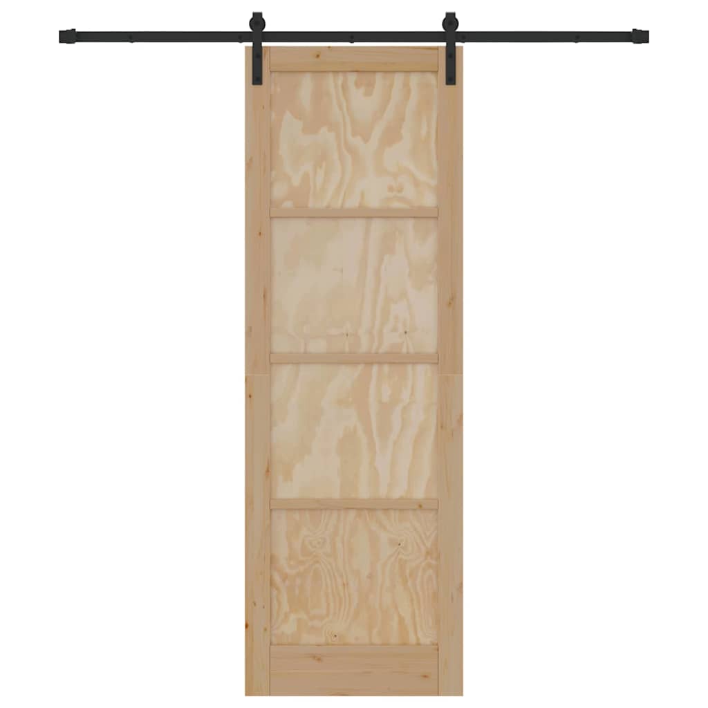 Porta scorrevole Naturale e nero 78 x 232 cm