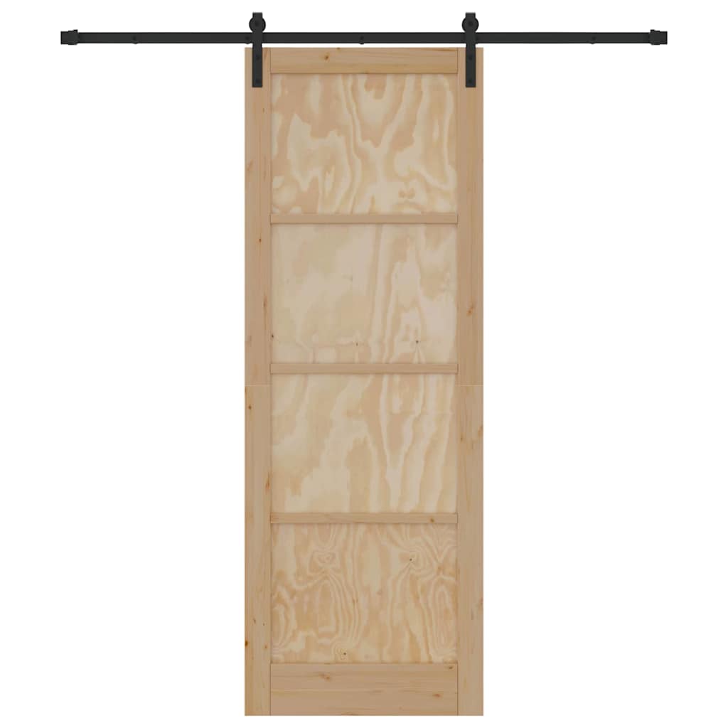 Porta scorrevole Naturale e nero 83 x 232 cm