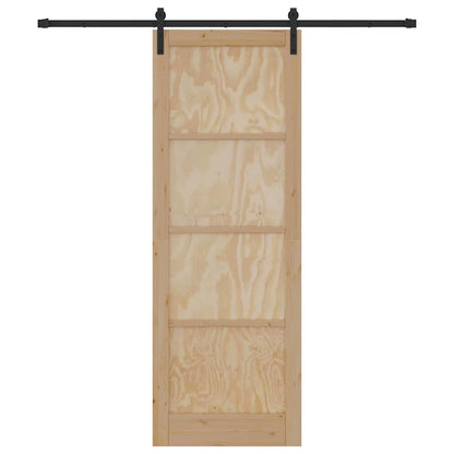 Porta scorrevole Naturale e nero 83 x 232 cm
