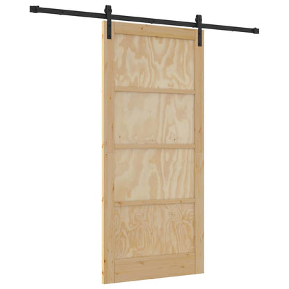 Porta scorrevole Naturale e nero 93 x 202 cm