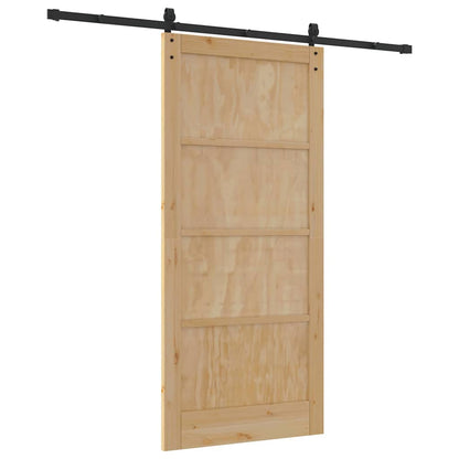 Porta scorrevole Naturale e nero 93 x 202 cm
