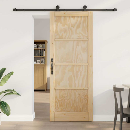 Set di Porte Scorrevoli Naturale e nero 83 x 211 cm