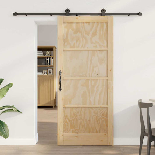 Set di Porte Scorrevoli Naturale e nero 86 x 198.5 cm