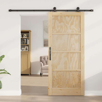 Set di Porte Scorrevoli Naturale e nero 86 x 198.5 cm