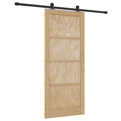 Set di Porte Scorrevoli Naturale e nero 86 x 198.5 cm