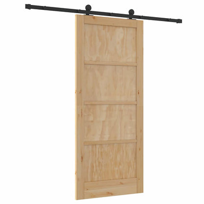 Set di Porte Scorrevoli Naturale e nero 86 x 198.5 cm