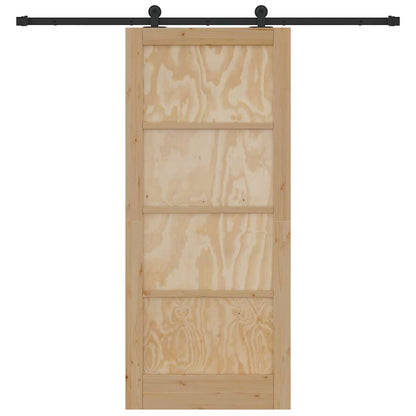 Set di Porte Scorrevoli Naturale e nero 86 x 198.5 cm