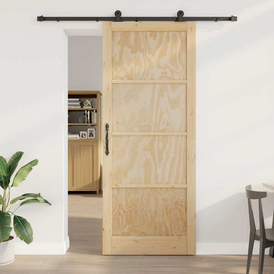 Set di Porte Scorrevoli Naturale e nero 93 x 232 cm