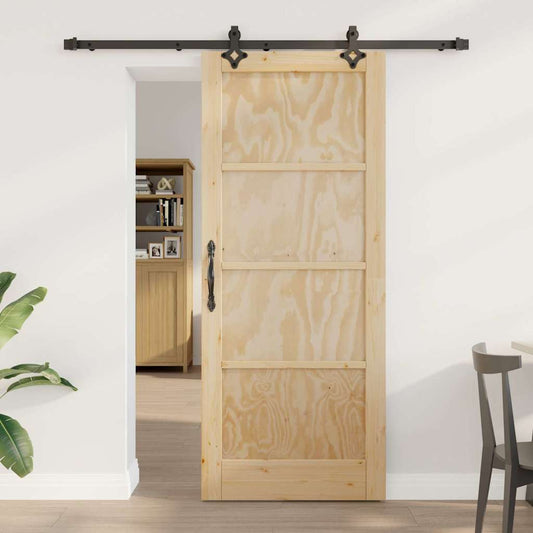 Porta Scorrevole Naturale e nero 83 x 202 cm